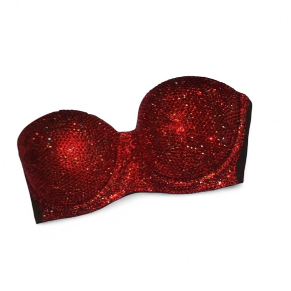 Crystal Classic Siam Red Glam Bling Strapless Bralet All Sizes New - Picture 5 of 16